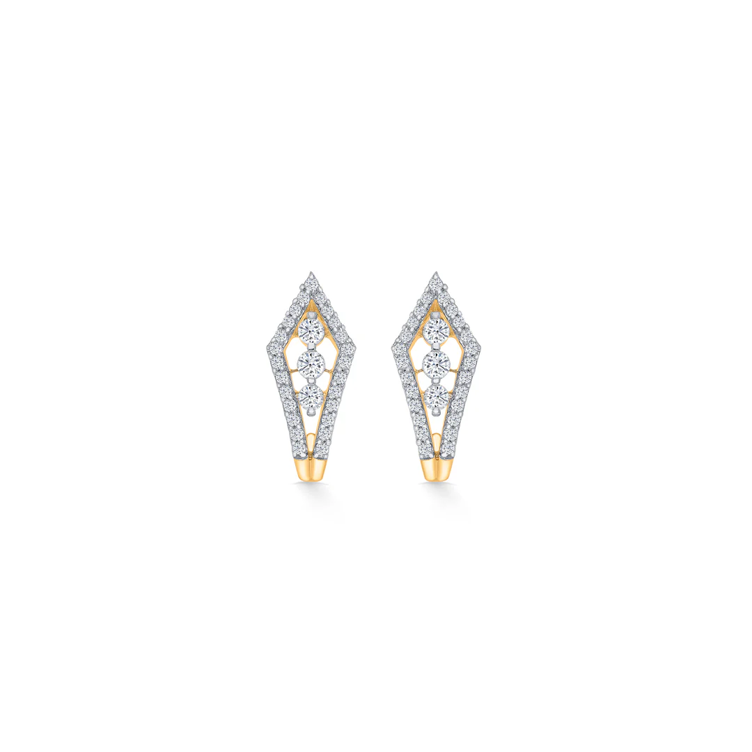 Crystal Quill Gold & Diamond Hoops & Huggies Earring - Image 2