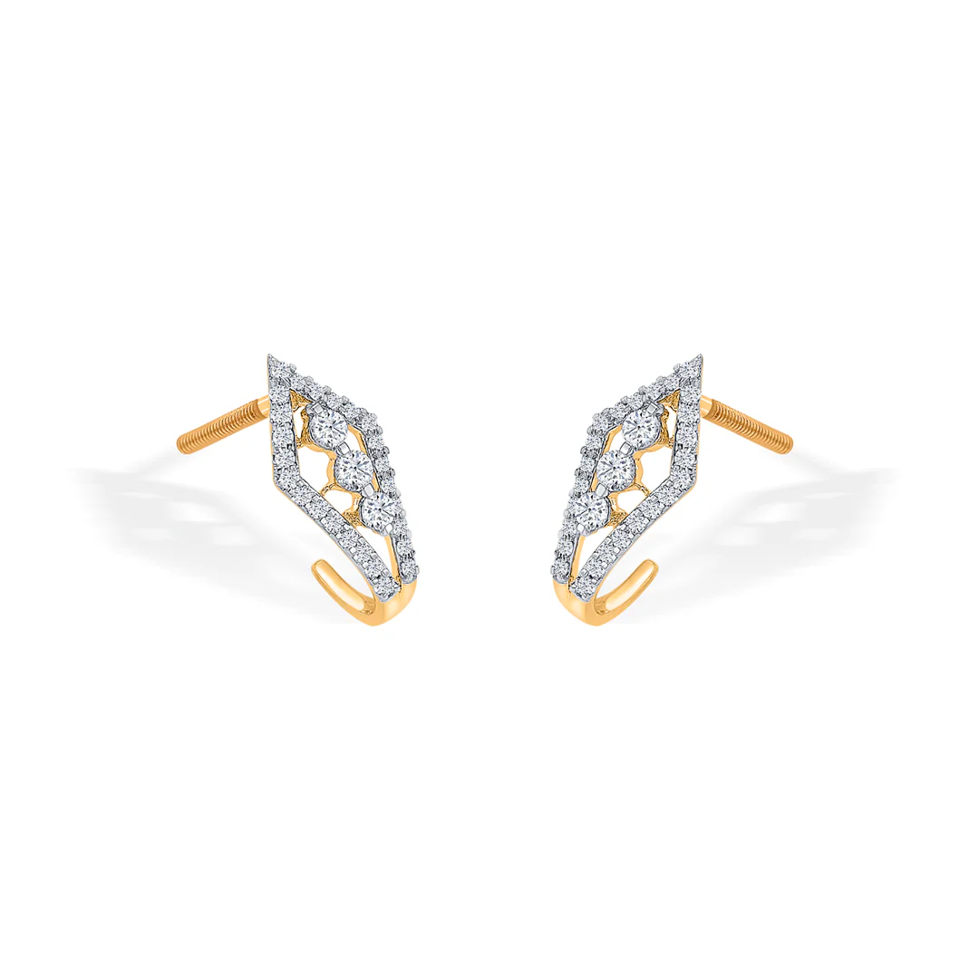 Crystal Quill Gold & Diamond Hoops & Huggies Earring - Image 4