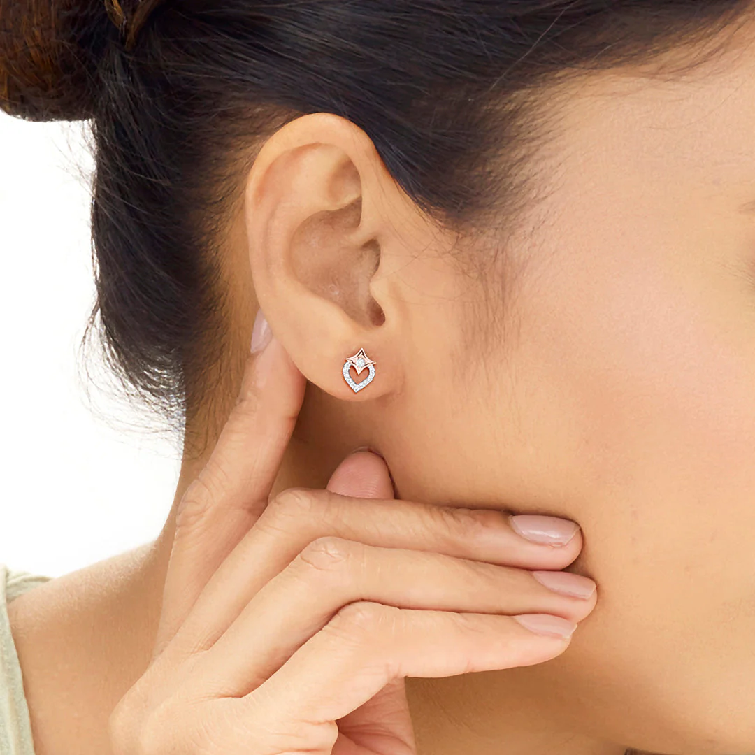 Crystal Shine Diamond Stud Earrings - Image 2