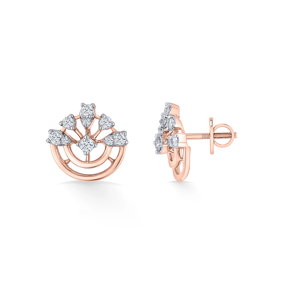 Dazzling Crown Gold Stud Diamond Earring for Women - Image 5
