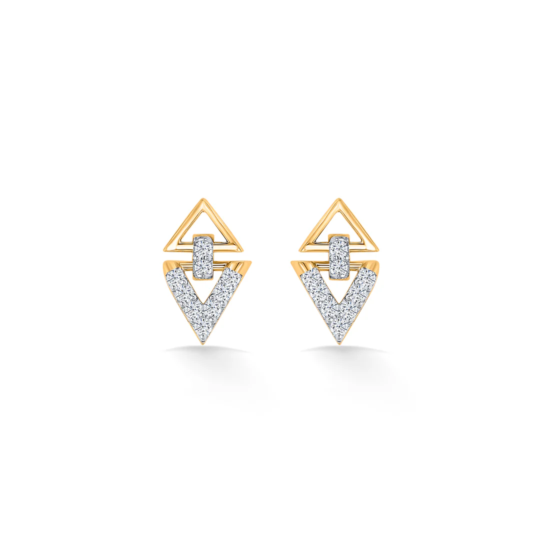 Delta Gleam Gold & Diamond Stud Earring - Image 2