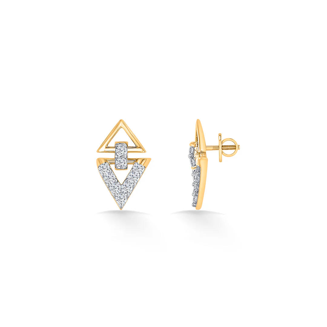 Delta Gleam Gold & Diamond Stud Earring - Image 4