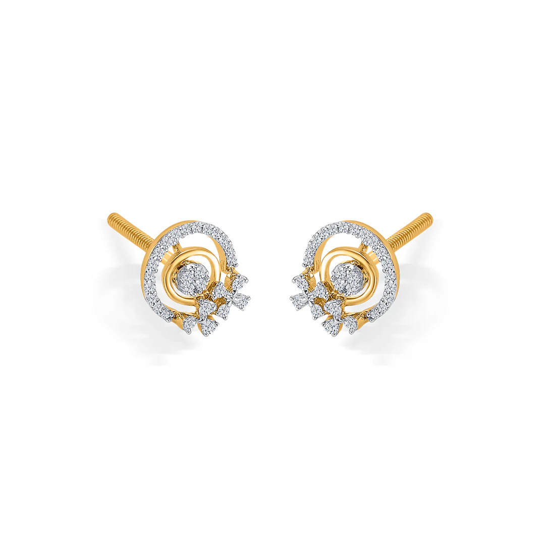 Diva Bow Gold & Diamond Stud Earring - Image 3