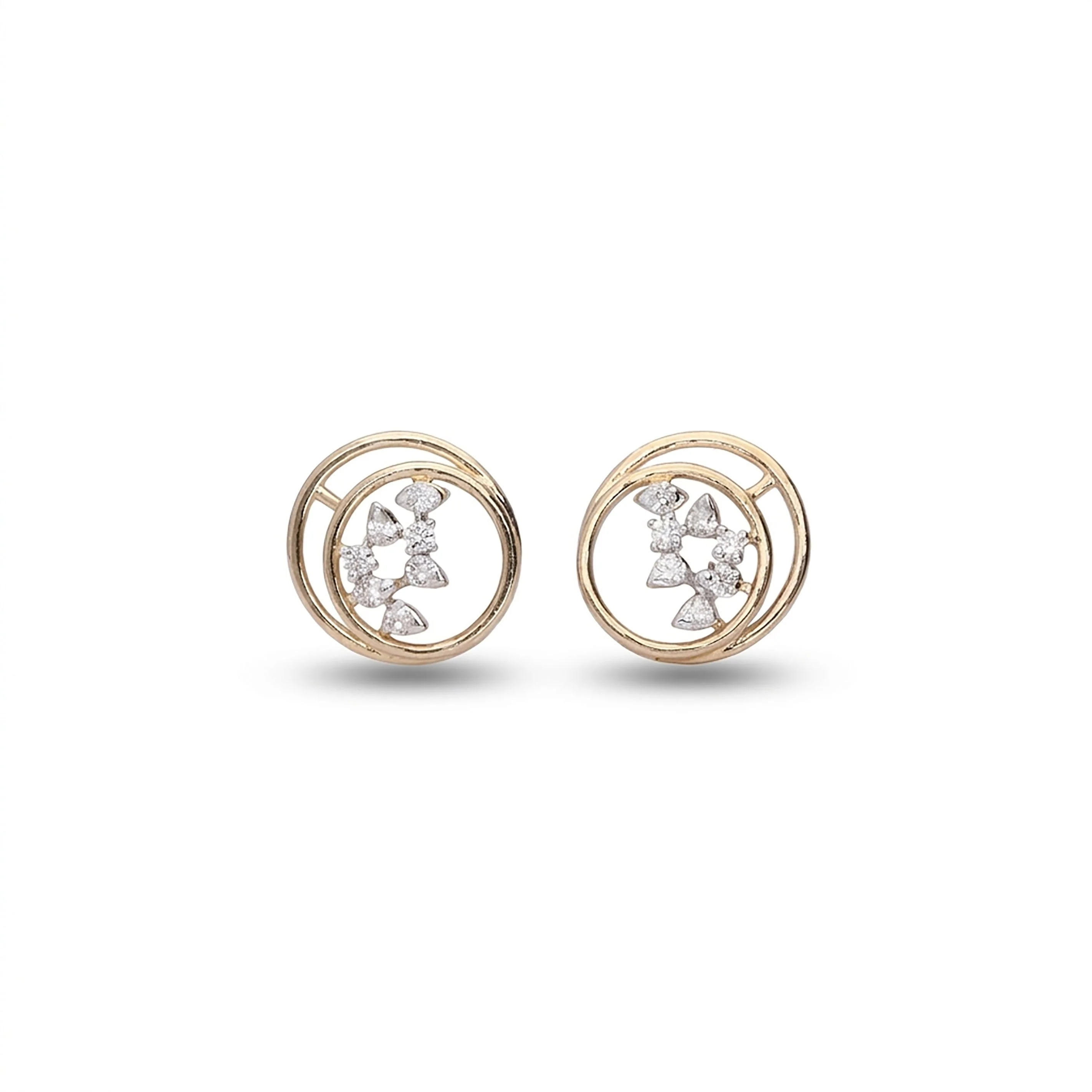 Eclipse Radiance Studs Yellow Gold & Diamond Earrings - Image 2