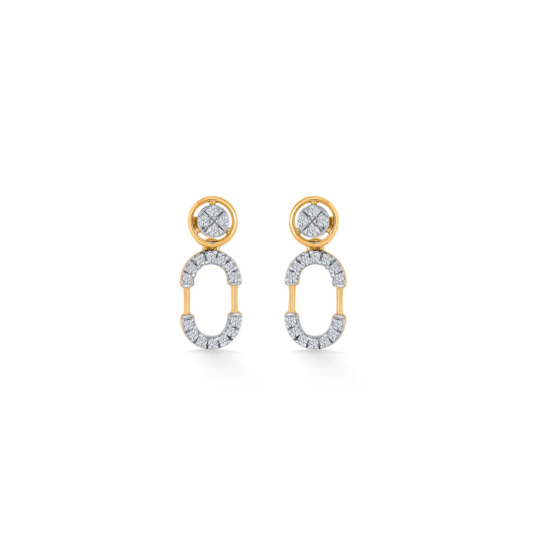 Ecliptica Loop Gold & Diamond Drops & Dangler Earring - Image 2
