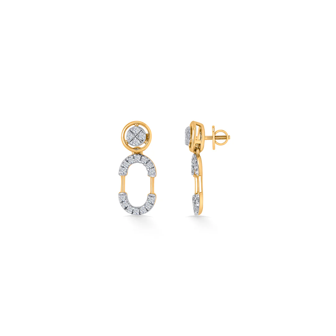 Ecliptica Loop Gold & Diamond Drops & Dangler Earring - Image 3