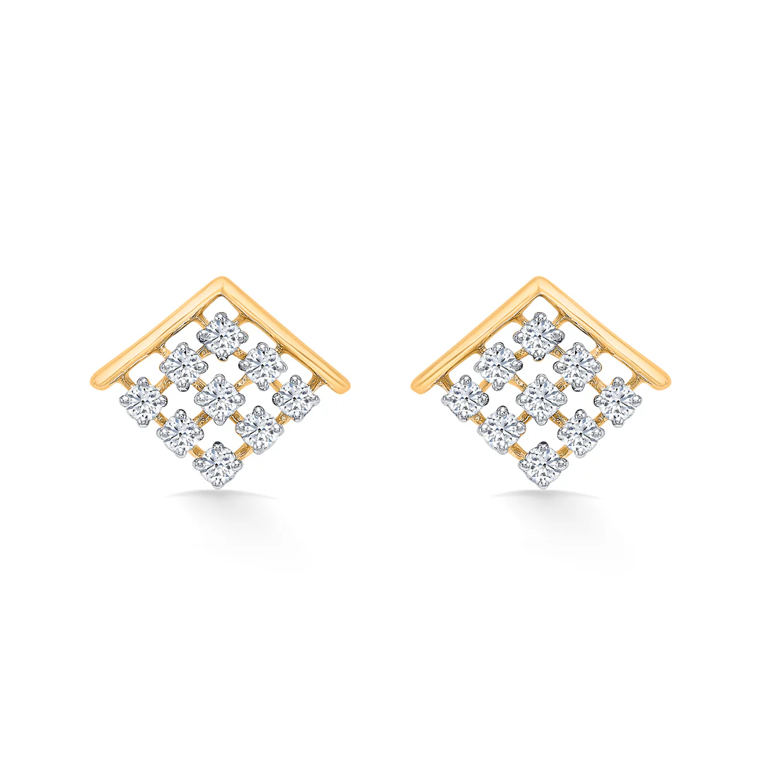 Elixon Charm Gold & Diamond Stud Earring - Image 2