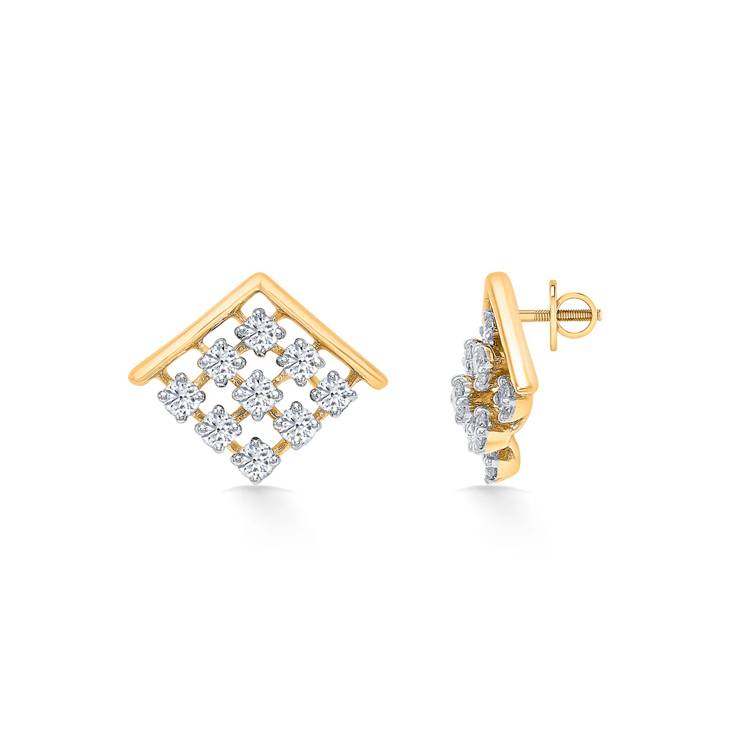 Elixon Charm Gold & Diamond Stud Earring - Image 3