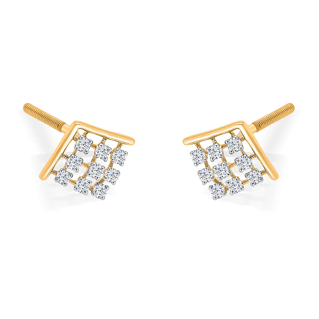 Elixon Charm Gold & Diamond Stud Earring - Image 4