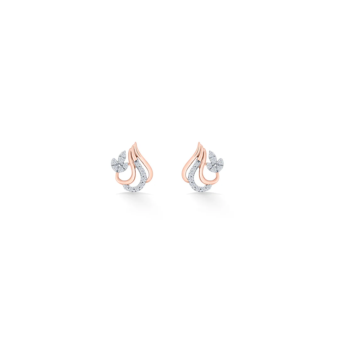 Flora Flame Rose Gold Stud Diamond Earring For Women - Image 3