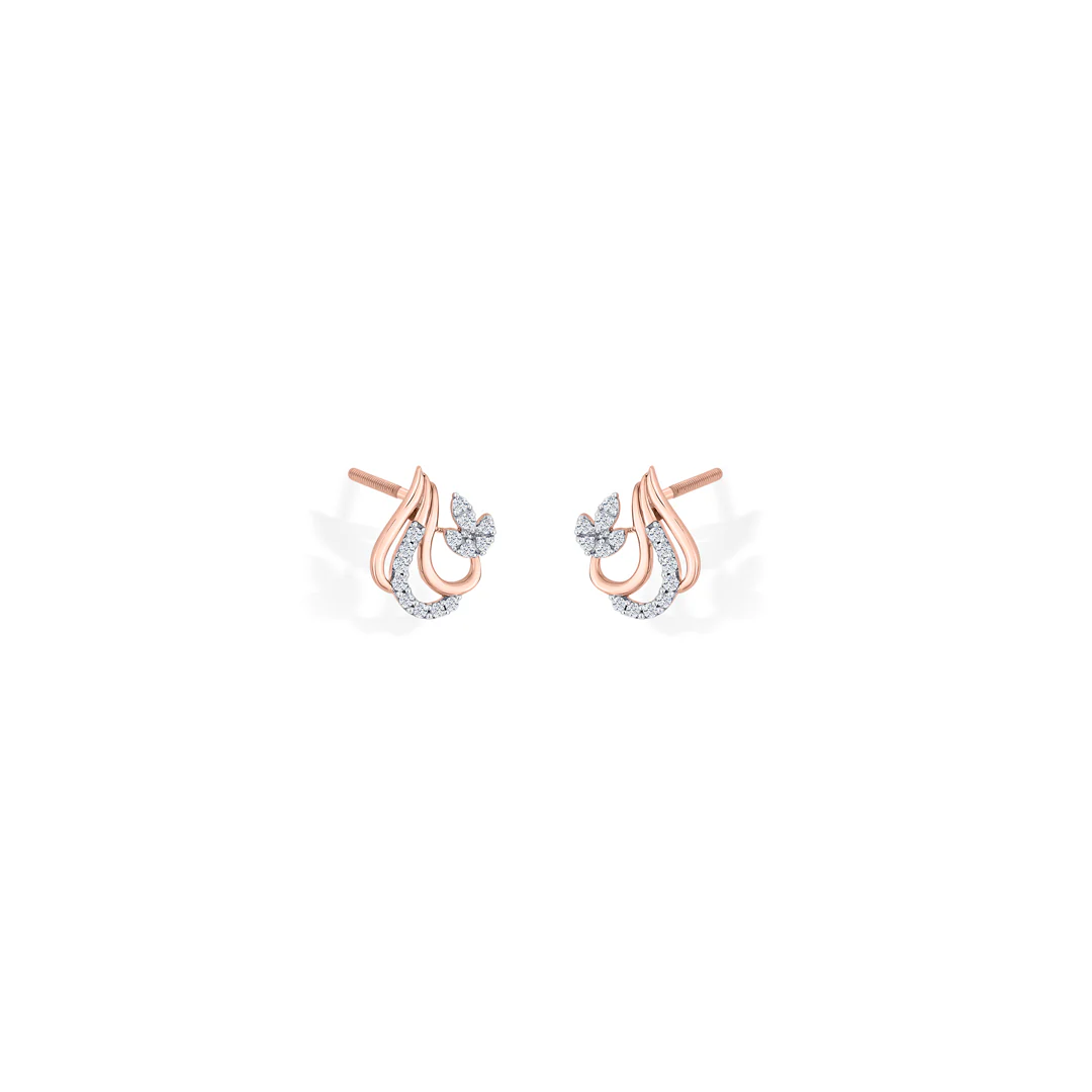 Flora Flame Rose Gold Stud Diamond Earring For Women - Image 4