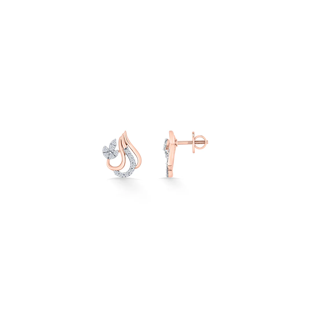 Flora Flame Rose Gold Stud Diamond Earring For Women - Image 5