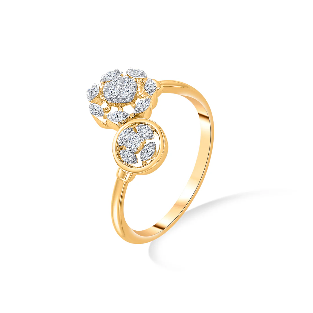 Floral Gold & Diamond Fashion Ring For Women - Image 3