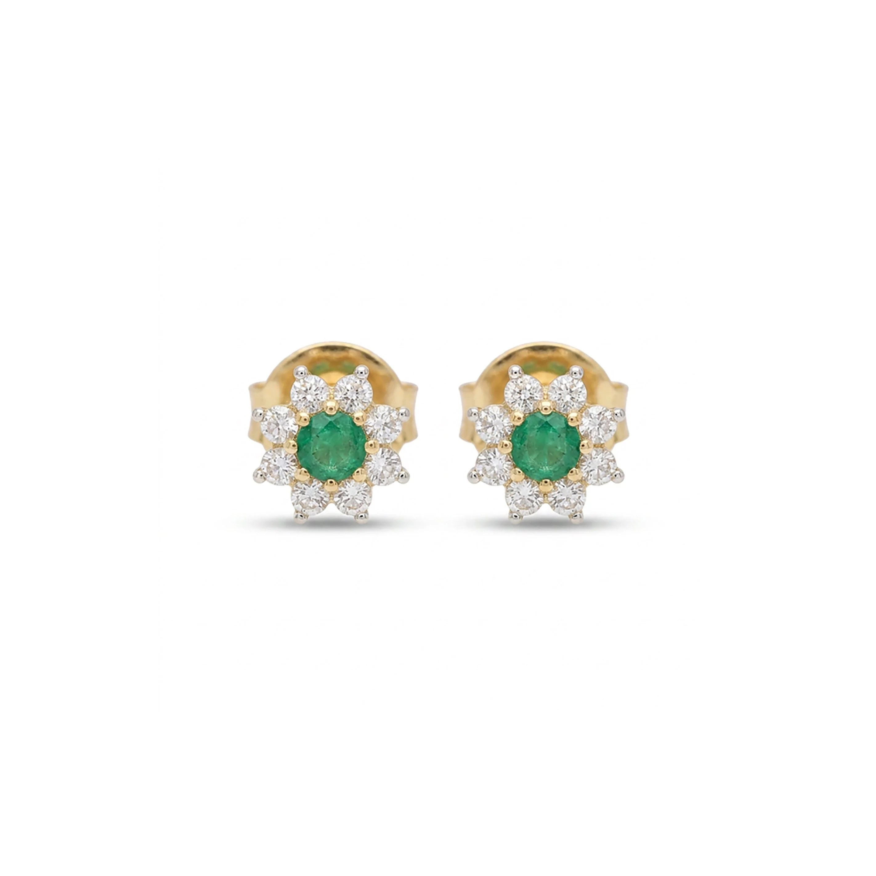 Floral Lustre Studs Yellow Gold & Diamond Earrings - Image 2