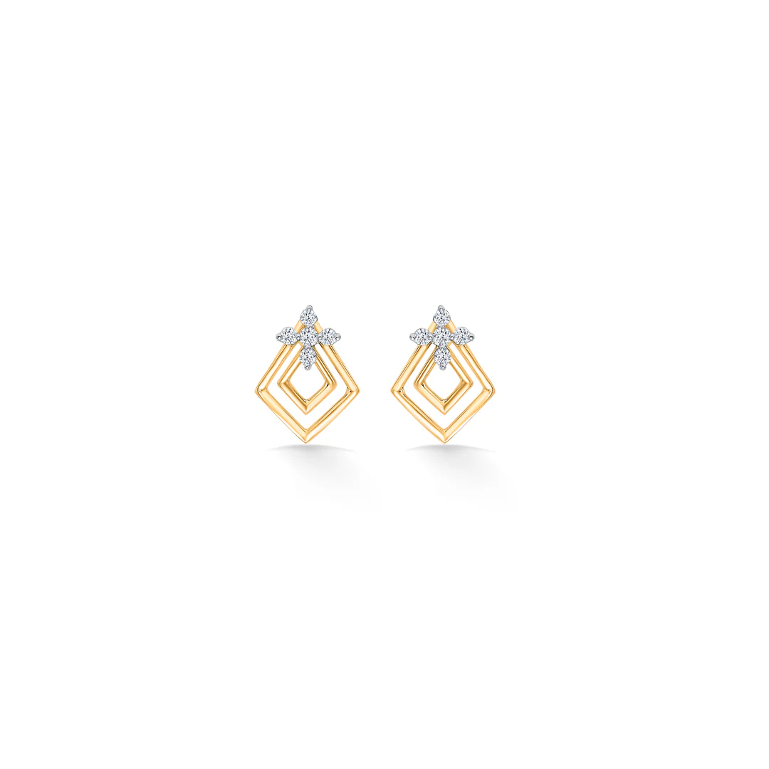 Florangle Spark Glow Gold & Diamond Stud Earring - Image 2