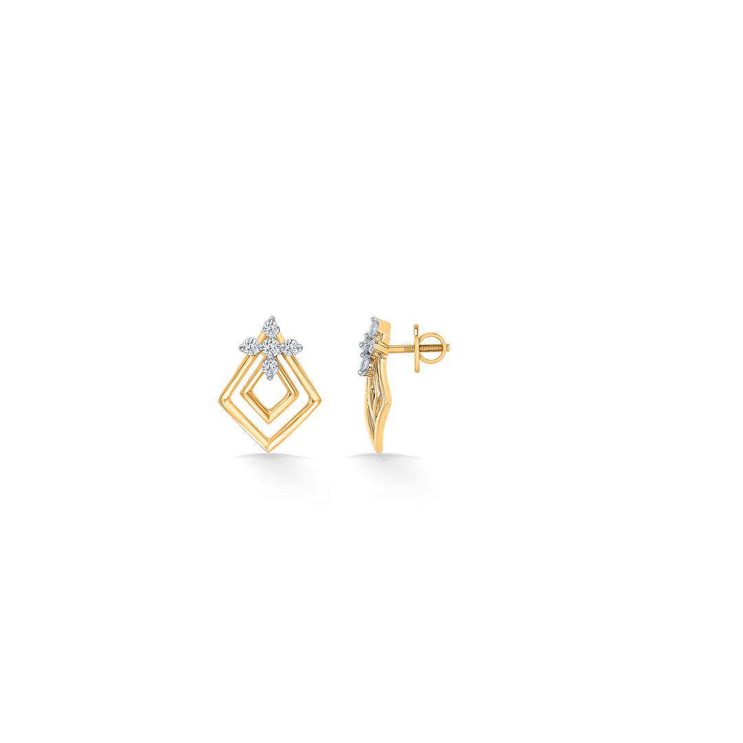 Florangle Spark Glow Gold & Diamond Stud Earring - Image 4