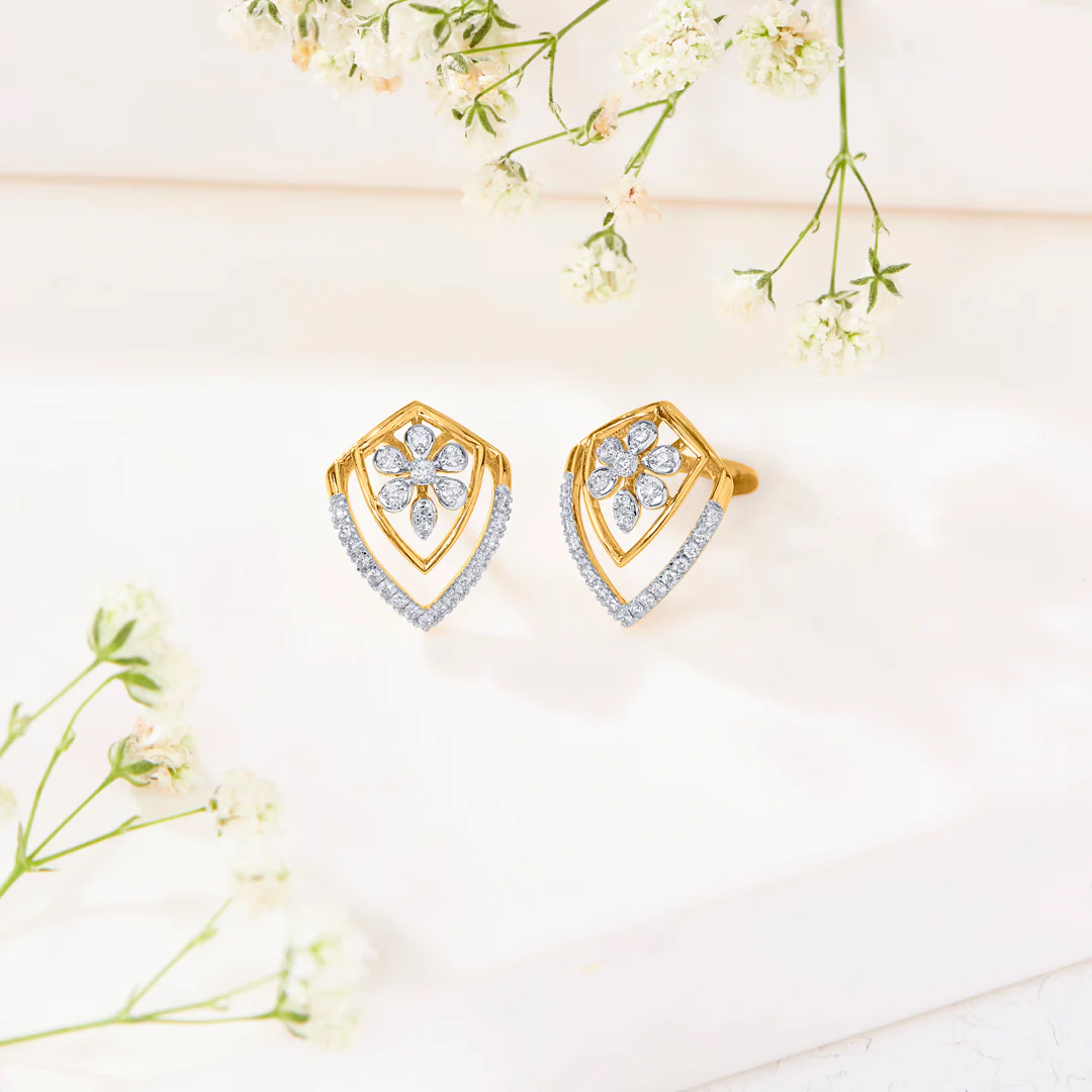 Florava Guard Gold & Diamond Stud Earring