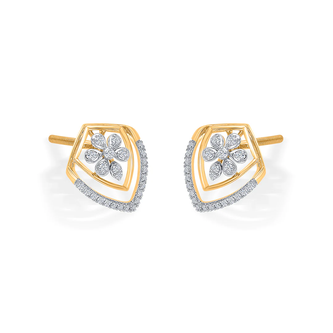 Florava Guard Gold & Diamond Stud Earring - Image 4