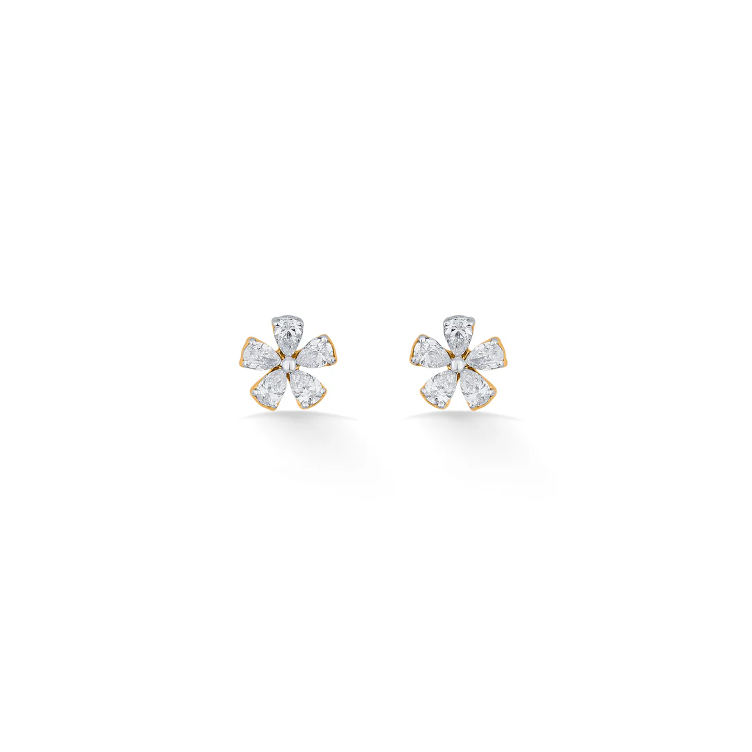 Floret Radiance Yellow Gold Stud Earring for Women - Image 3