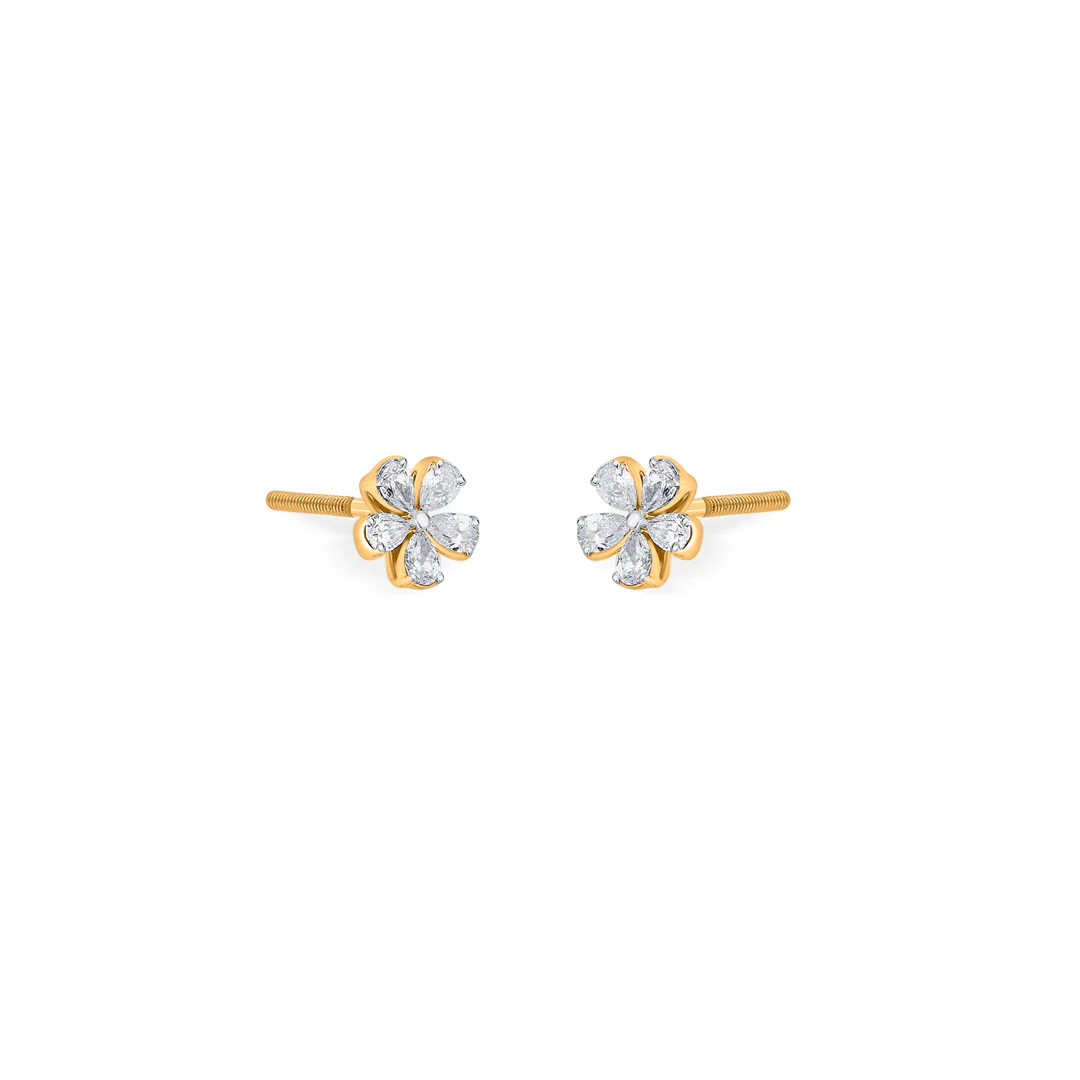 Floret Radiance Yellow Gold Stud Earring for Women - Image 4