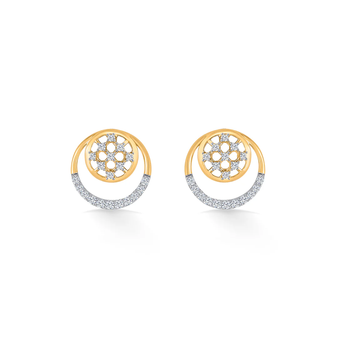 Florette Arc Gold & Diamond Stud Earring - Image 2