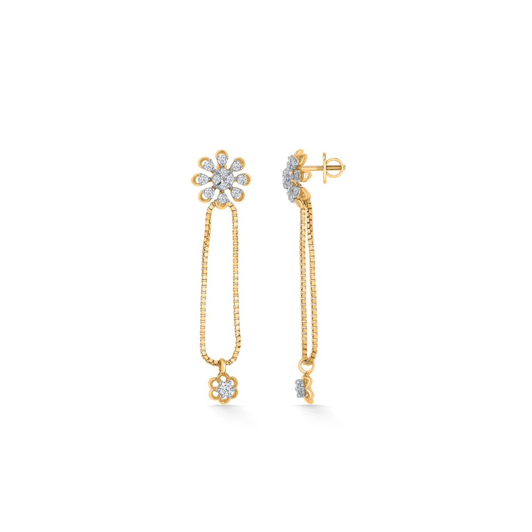 Florette Fall Gold & Diamond Drops & Dangler Earring - Image 3