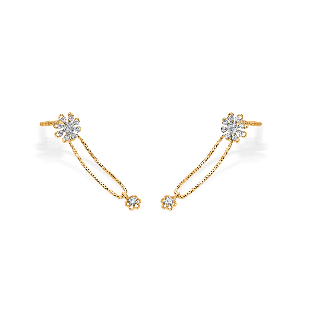 Florette Fall Gold & Diamond Drops & Dangler Earring - Image 4