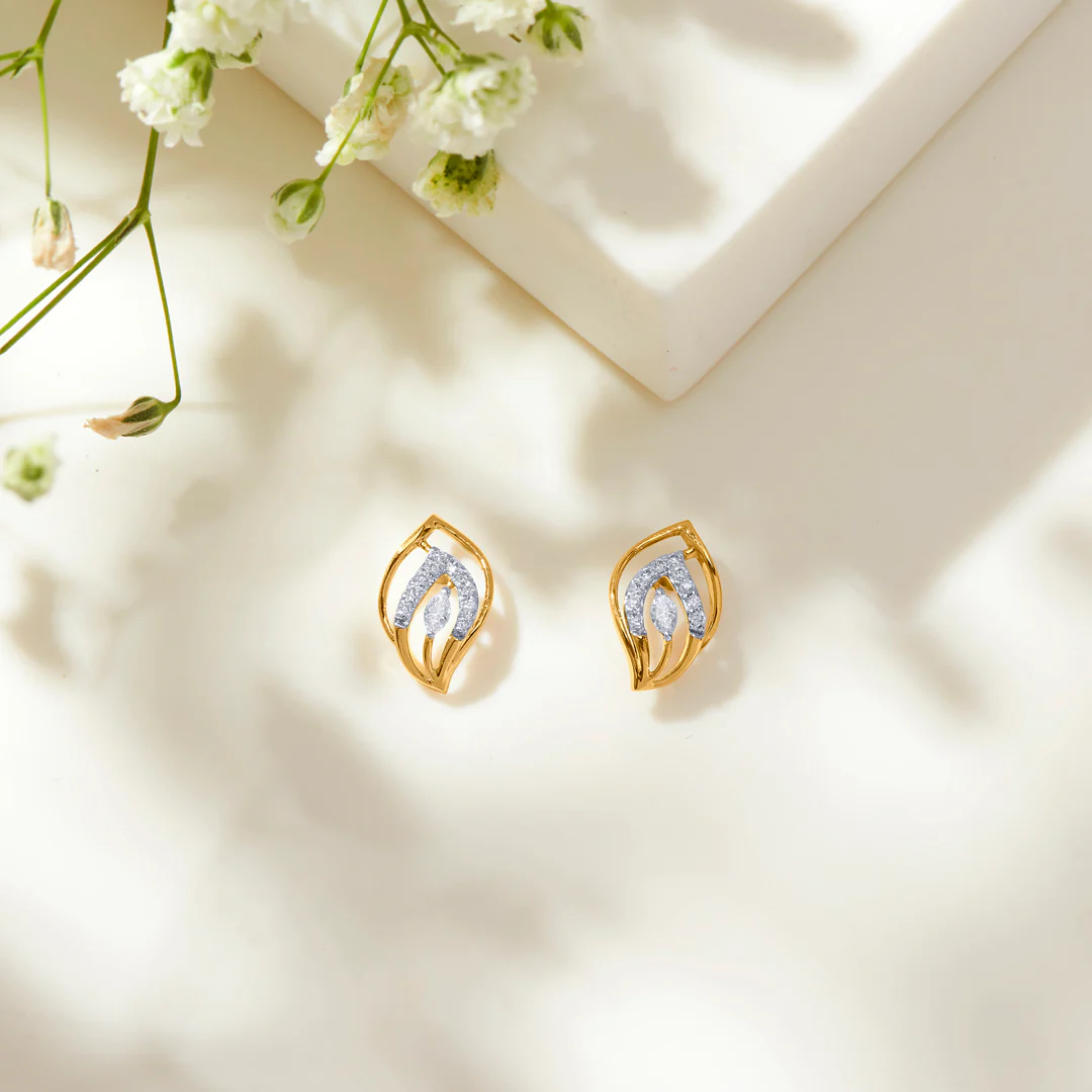 Forest Gleam Gold Stud Earring For Women