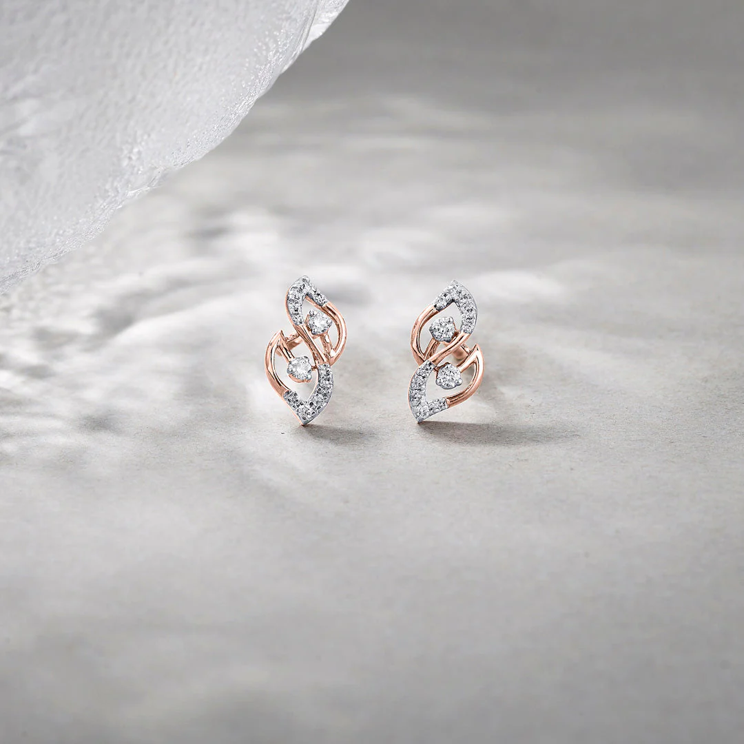 Frosted Twists Diamond Stud Earrings