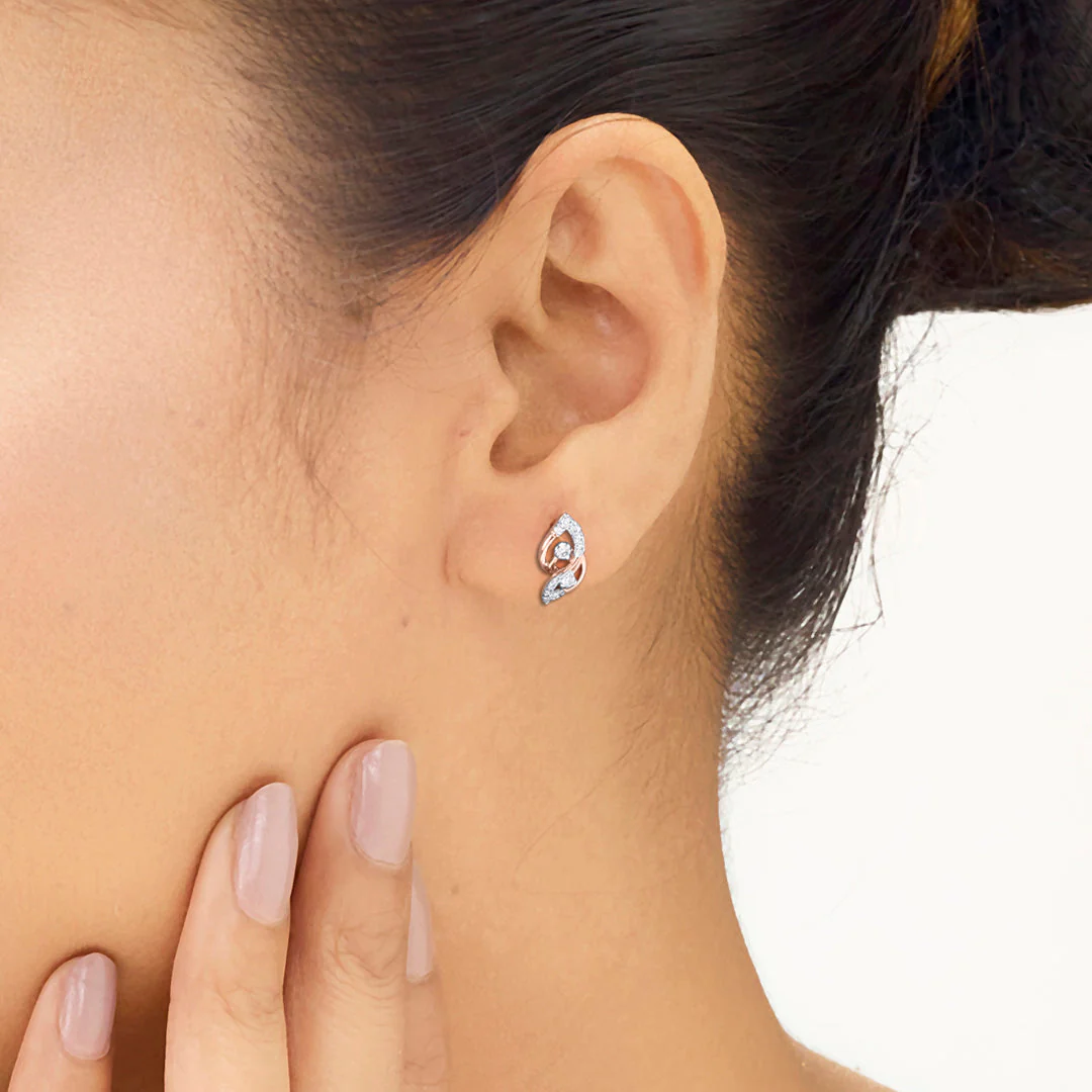 Frosted Twists Diamond Stud Earrings - Image 2