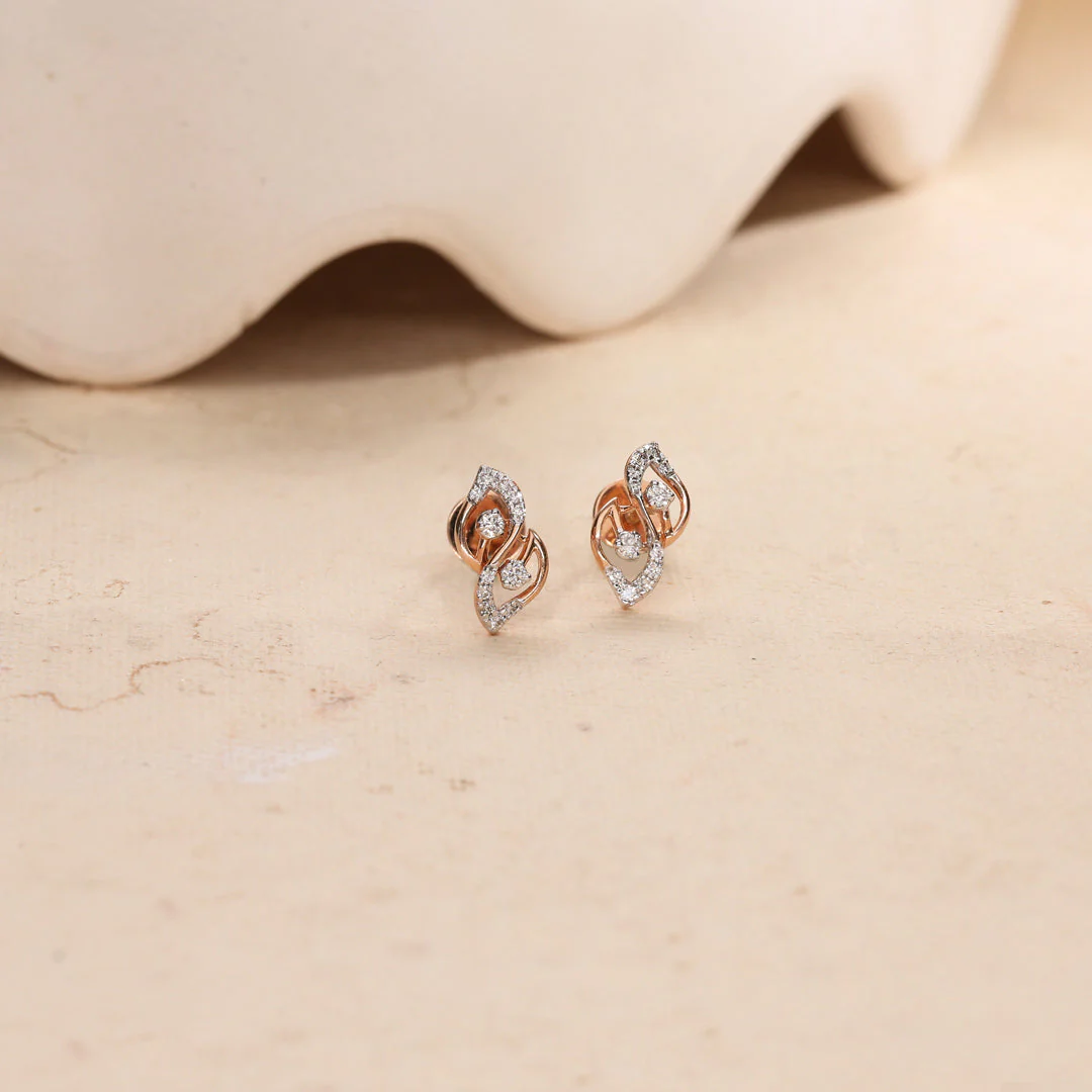 Frosted Twists Diamond Stud Earrings - Image 6
