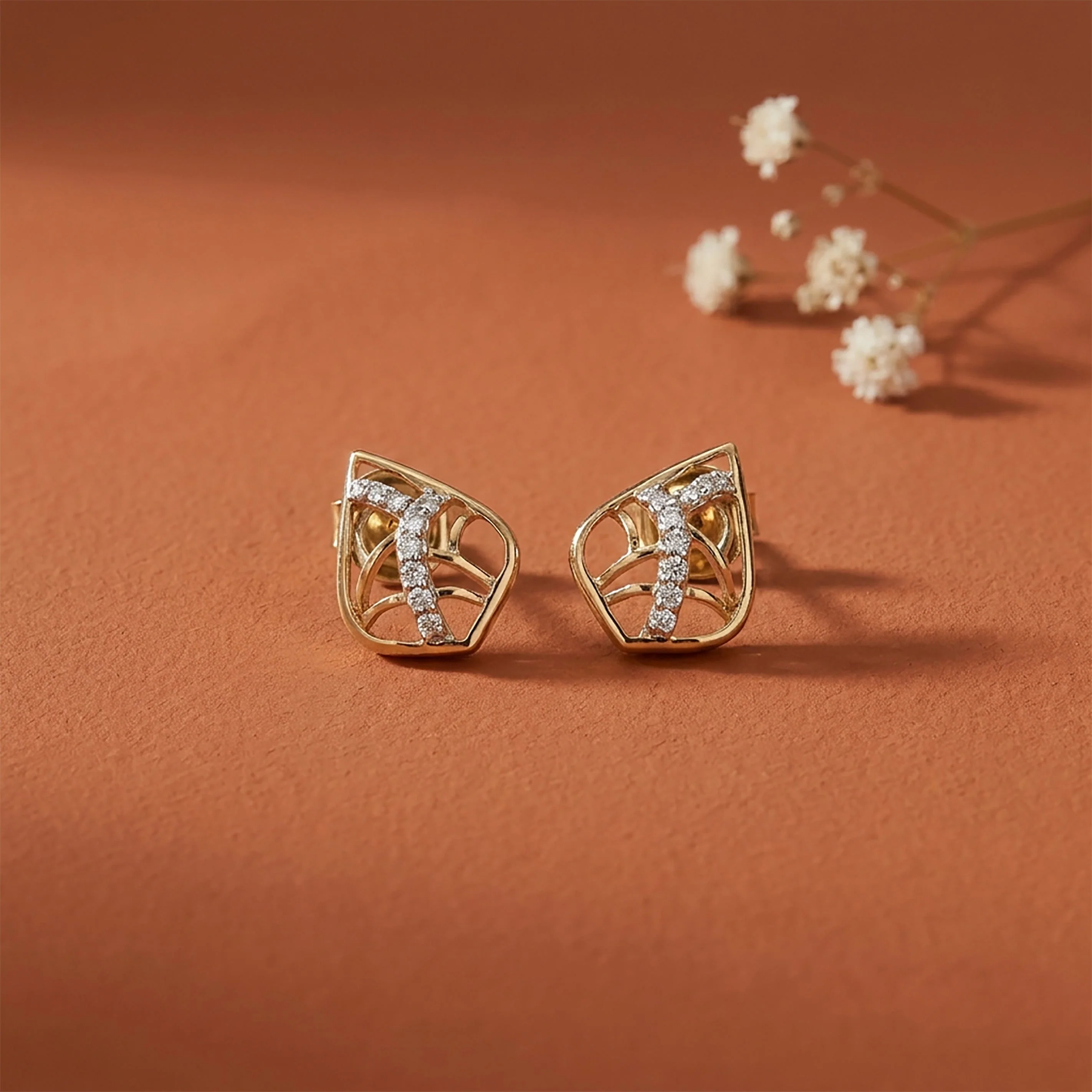 Gleam Harmony Studs Yellow Gold & Diamond Earrings