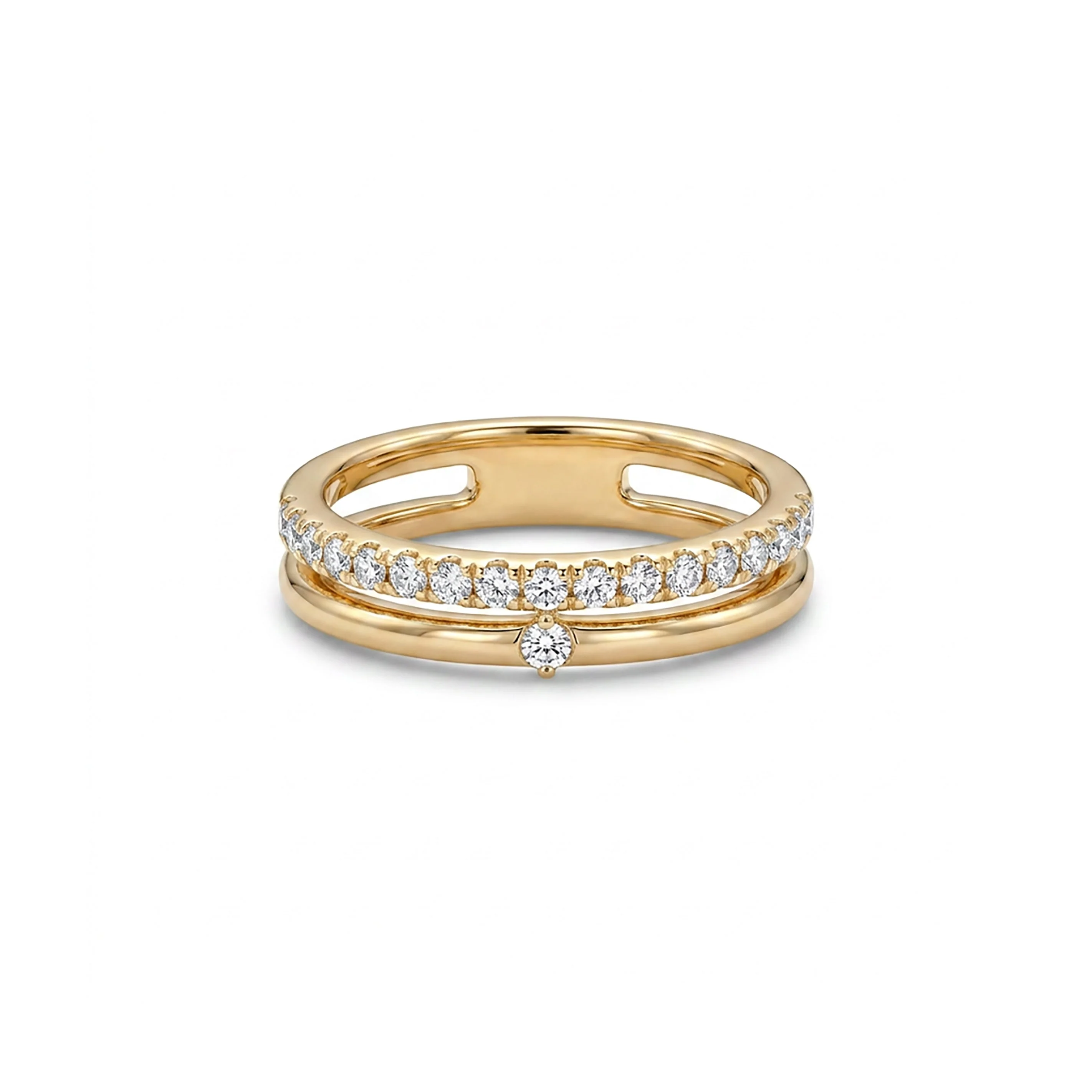 Gleaming Lustre Band Yellow Gold & Diamond Ring - Image 2