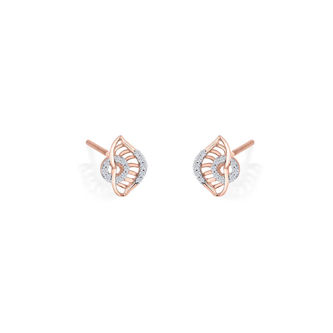 Gleaming Vortex Rose Gold Stud Diamond Earring For Women - Image 4