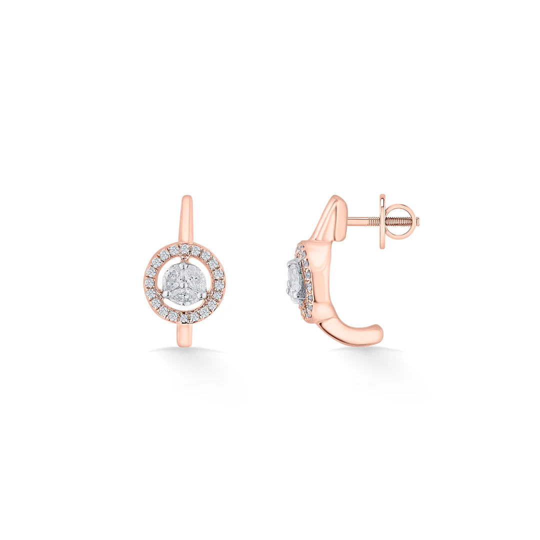 Glint Circle Rose Gold Hoops & Huggies Earring for Women - Image 5