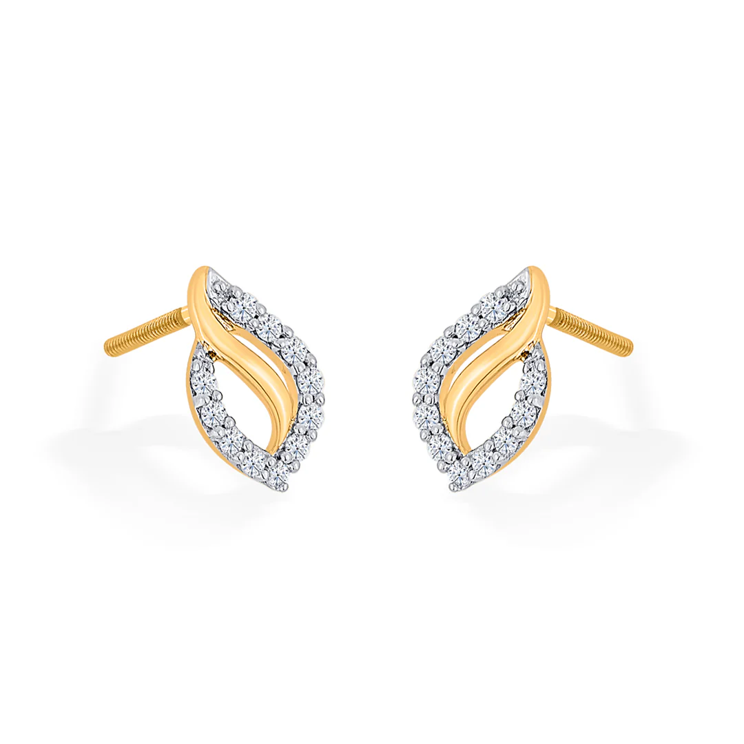 Glint Vine Yellow Gold Stud Diamond Earring For Women - Image 4