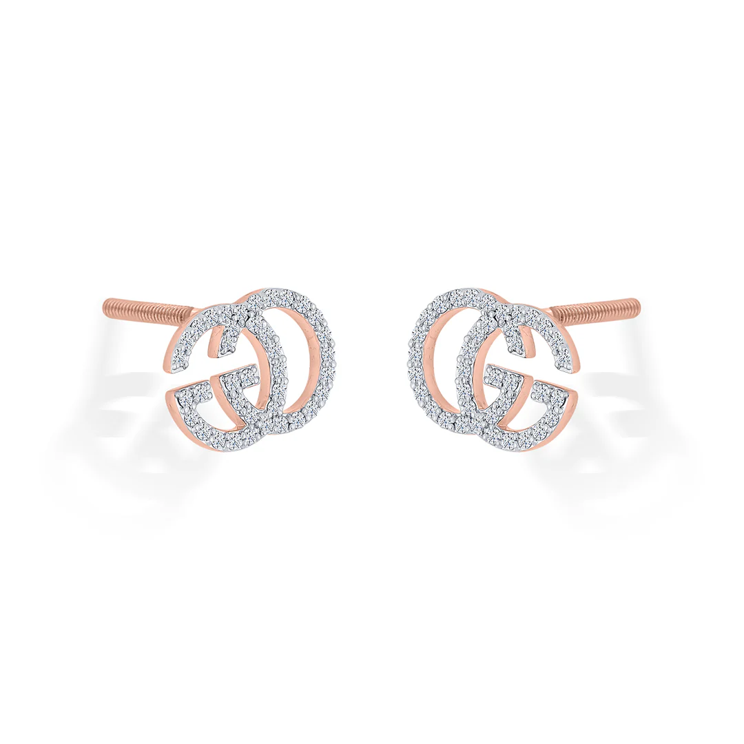 Glitz Grace Rose Gold Stud Diamond Earring For Women - Image 4