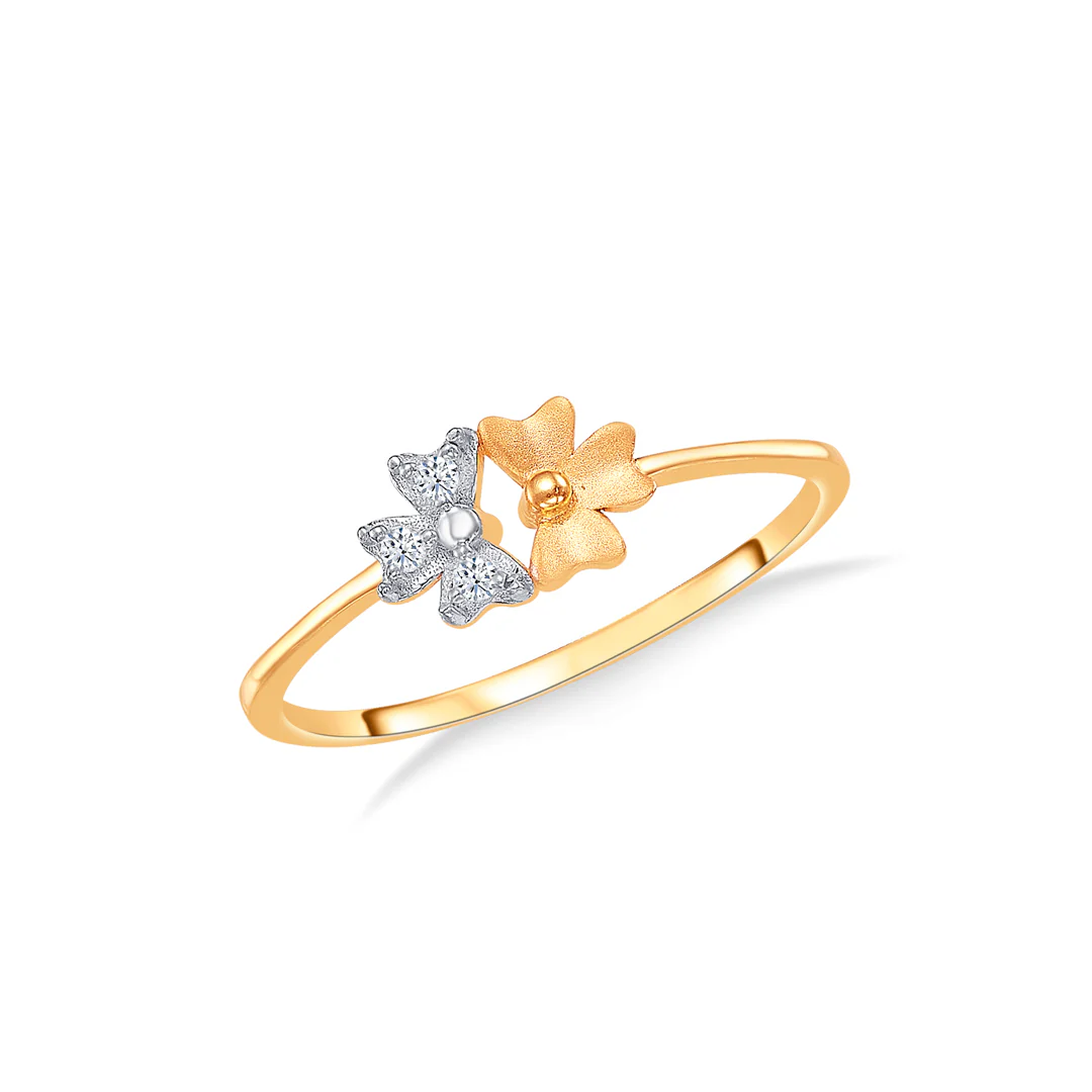 Twin Floral Gold Casual Ring For Women - Image 2