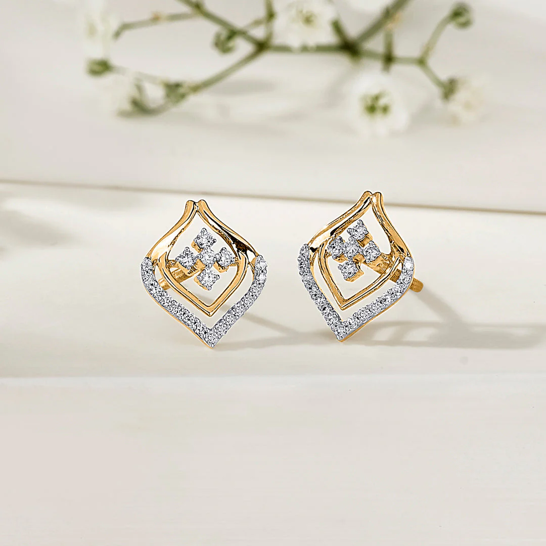 Gold & Diamond Stud Earring For Women