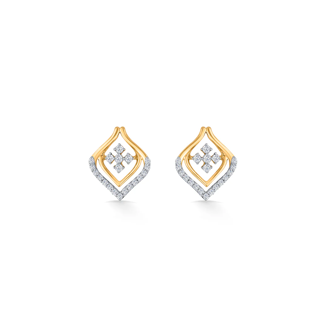 Gold & Diamond Stud Earring For Women - Image 3