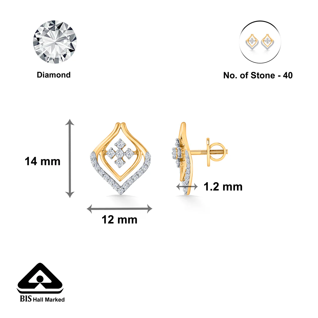 Gold & Diamond Stud Earring For Women - Image 6