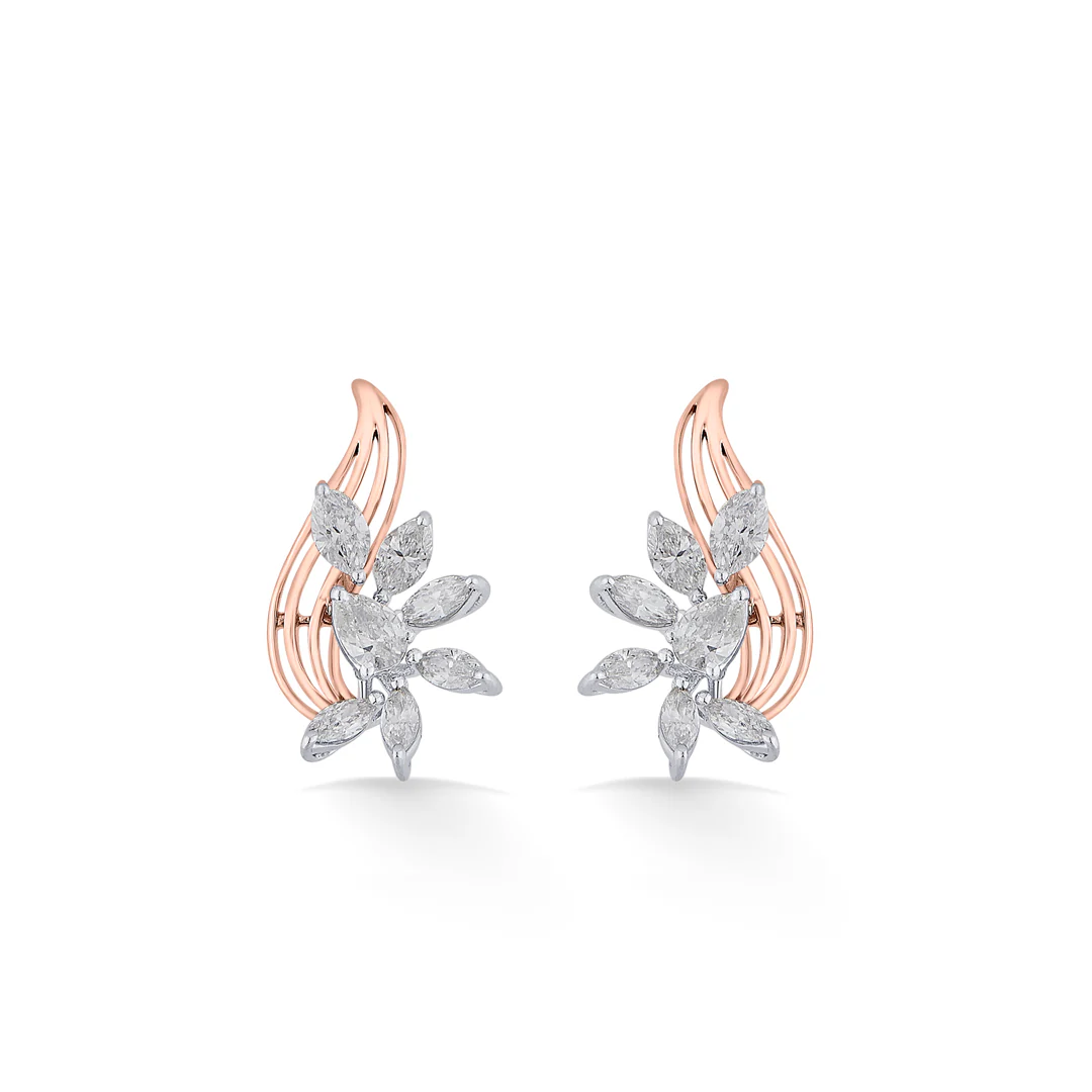 Golden Blossom Gold Stud Diamond Earring for Women - Image 3