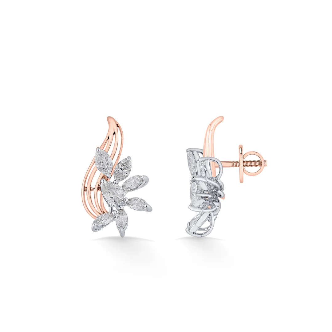 Golden Blossom Gold Stud Diamond Earring for Women - Image 5