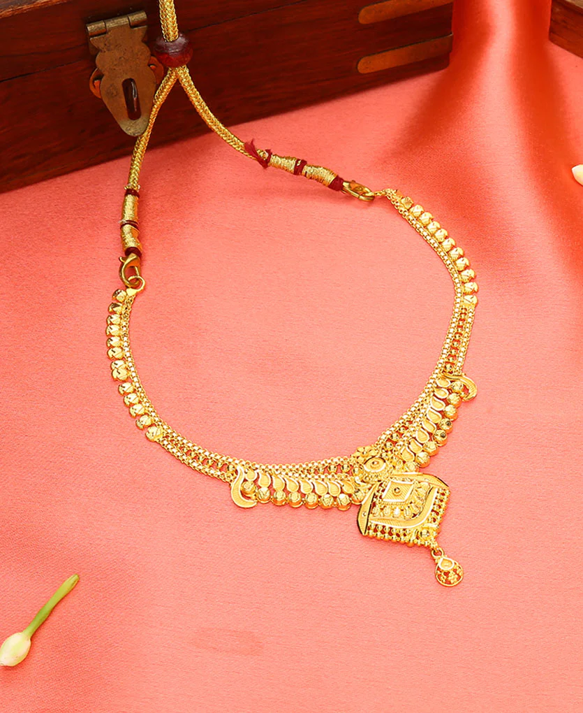Golden Pratima Yellow Gold Necklace For Women - Image 4