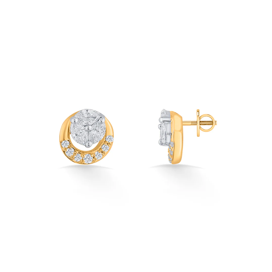 Golden Whirl Yellow Gold Stud Earring for Women - Image 5