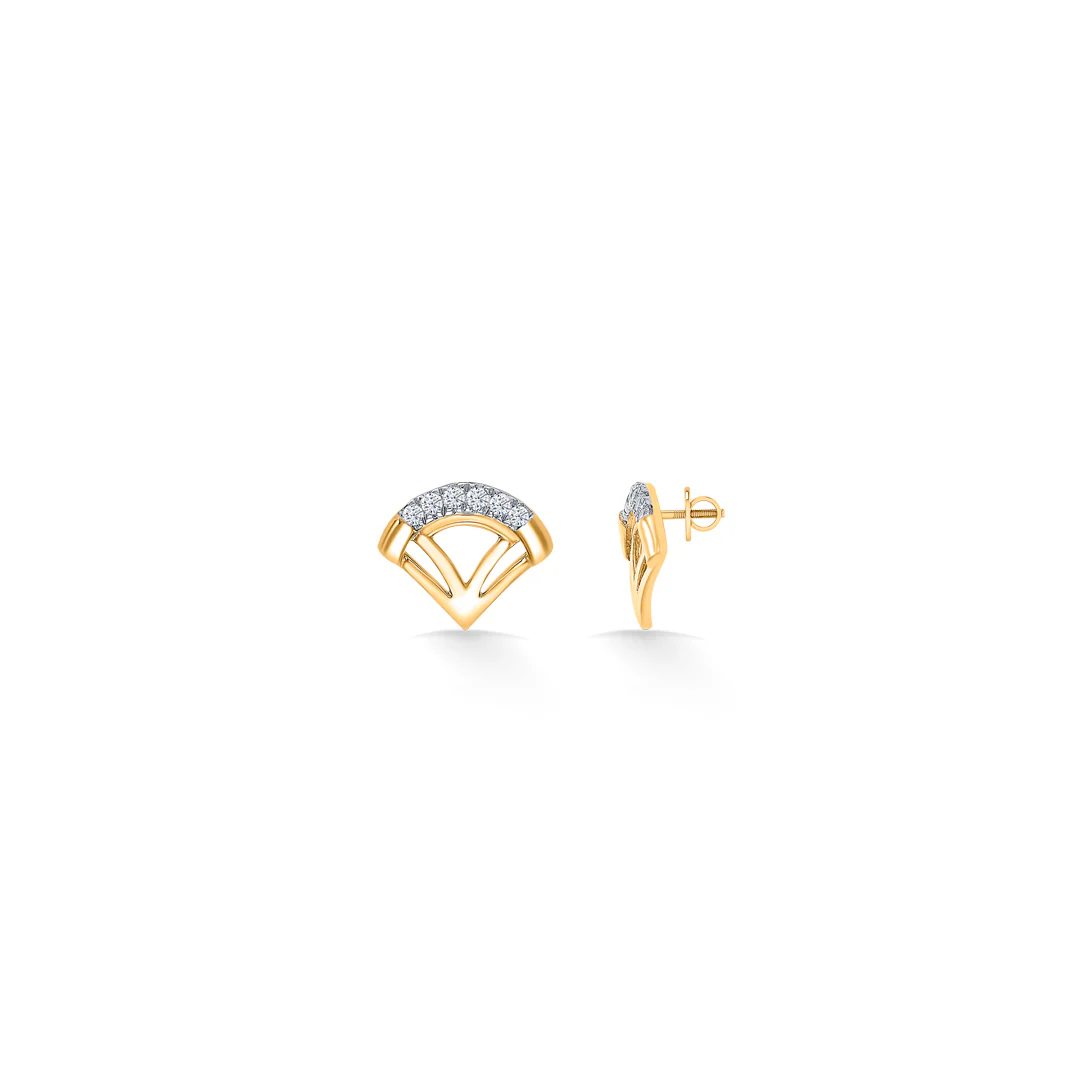 Halo Fanthom Glow Gold & Diamond Stud Earring - Image 4