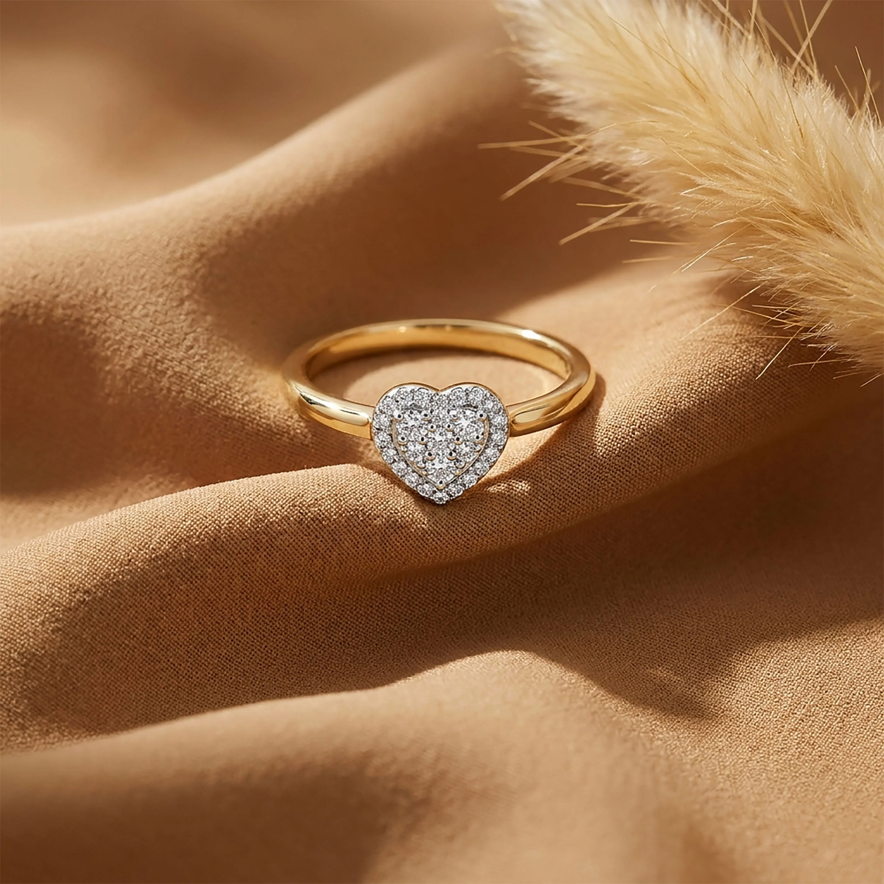 Heart Sparkle Heart Yellow Gold & Diamond Ring - Image 2