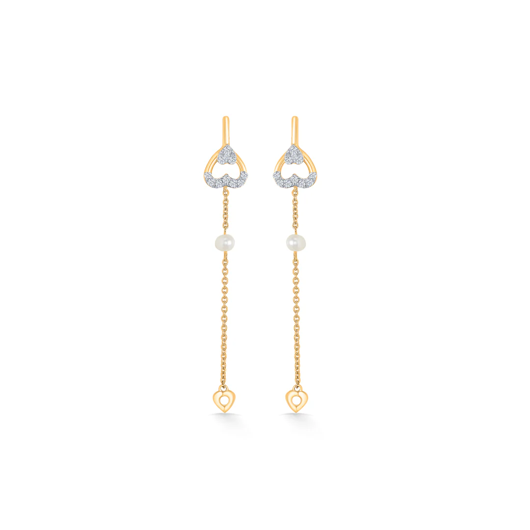 Heartline Gold & Diamond Drops & Dangler Earring - Image 2