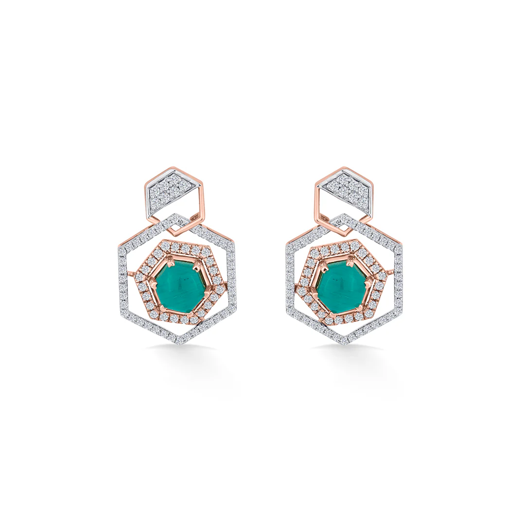 Hexa Royal Rose Gold Stud Diamond Earring For Women - Image 3