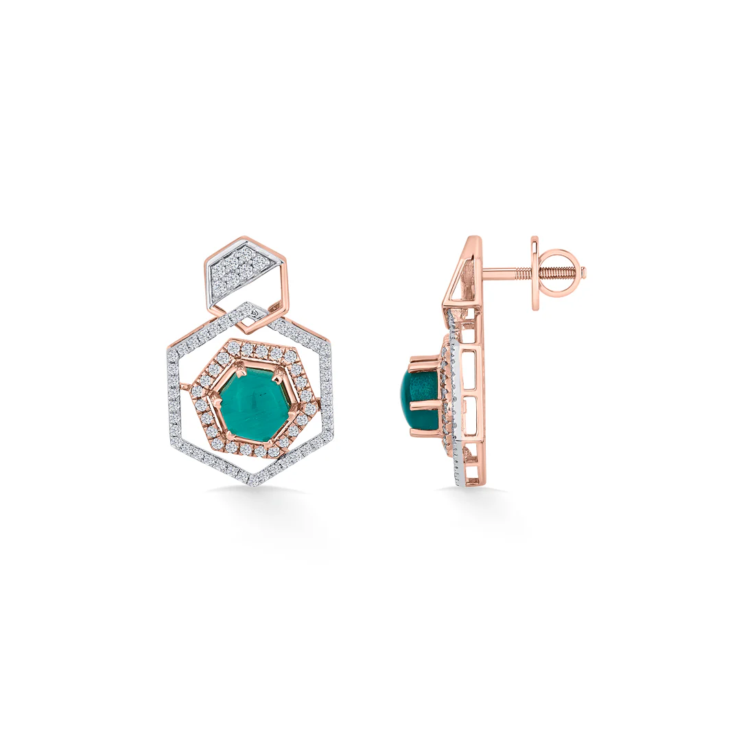 Hexa Royal Rose Gold Stud Diamond Earring For Women - Image 5